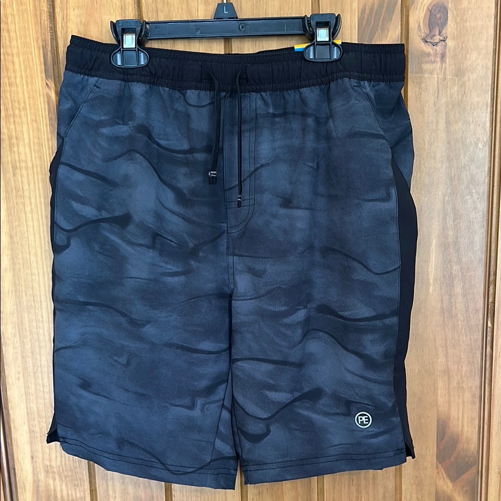 New! Perry Ellis Sport Black and Gray Athletic/Swim Shorts